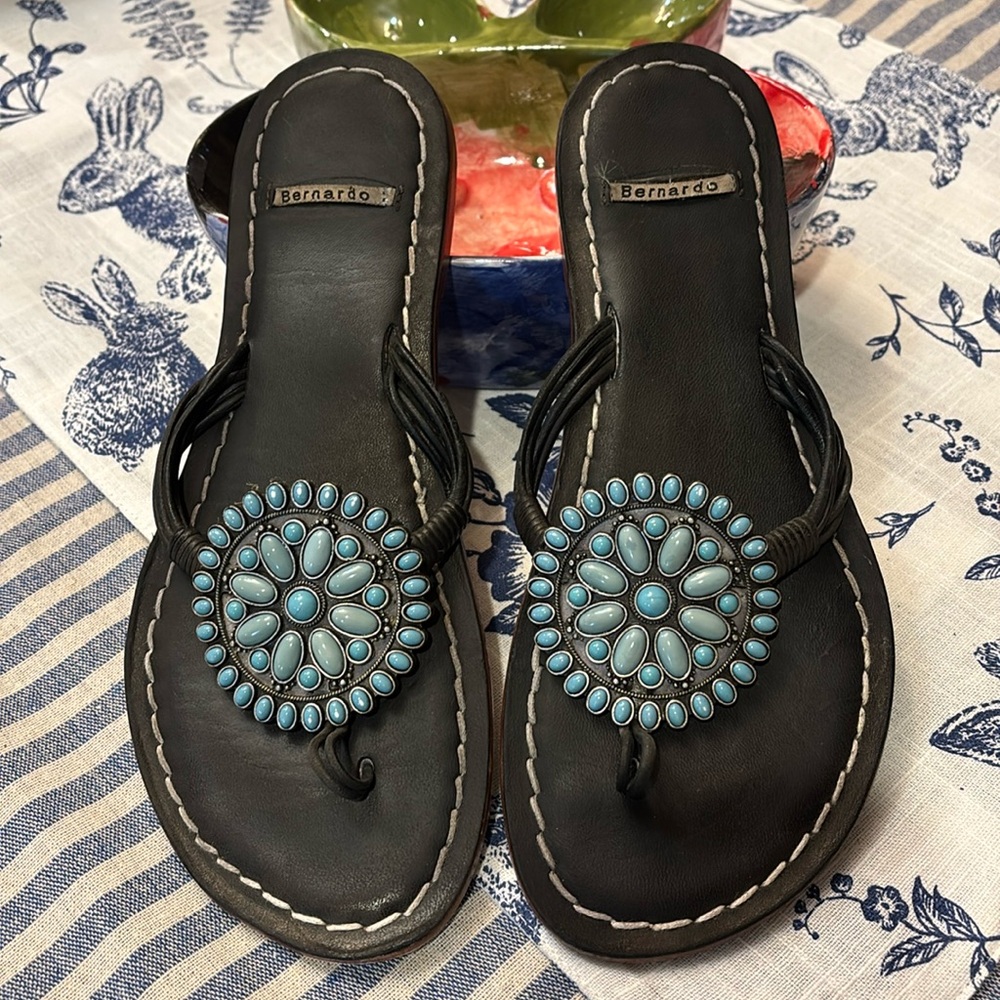 Size 8 - Bernardo sandals with turquoise colored stones